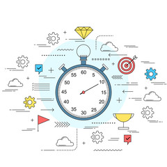 Time management concept line style illustration design