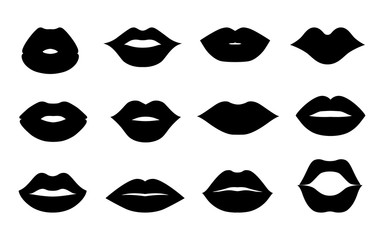 Lips icons shape set vector