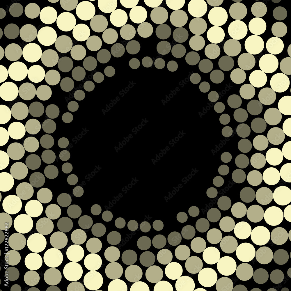 Poster vector geometric pattern. modern texture wreath in golden color. frame of simple dotted design. abst
