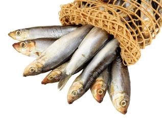 Fresh Fish Sprats And Net
