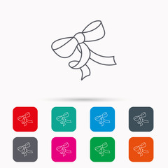 Gift bow icon. Present decoration sign.