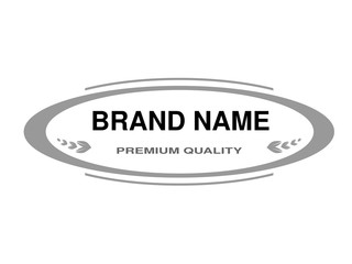 Vector line label. Oval frame for Brand name. Monochrome design.