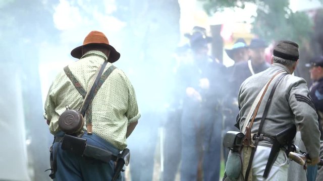 Civil War soldiers shooting at each other