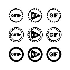 GIF animation play icon. Film with frames around. Play button.