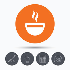 Coffee cup icon. Hot tea drink sign.