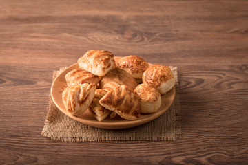Cookies on the wooden plate