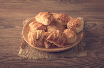 Cookies on the wooden plate