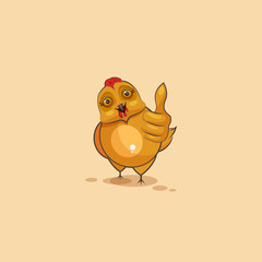 Emoji character cartoon Hen approves with thumb up