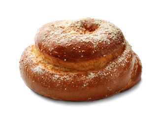 Sweet tasty bun isolated on white