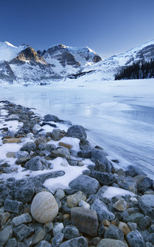 Mount Athabasca and Mount Andromeda and Sunwapta River at Columbia Icefields, Jasper National Park, Alberta, Canada