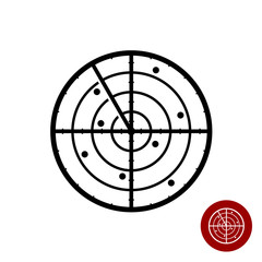 Radar icon. Black lines simple radar symbol.