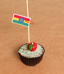 ethiopia flag on a apple cupcake