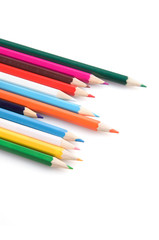 colorful pencils on a white background close-up