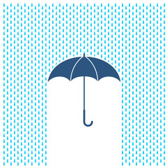 Umbrella with rain illustration. Rain water drops and umbrella - 122627262