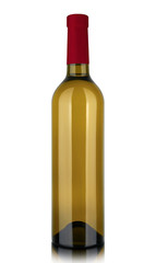 White wine bottle isolated on white background with clipping path