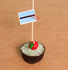 botswana flag on a apple cupcake