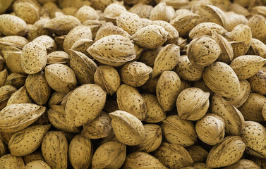 Fresh almonds for sale on the market 