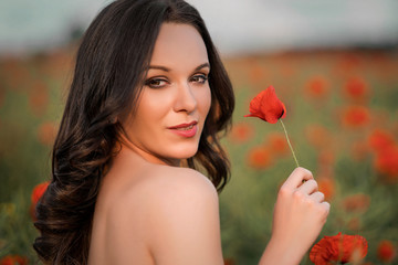 Naklejka premium beauty with red flower
