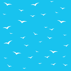Seagulls swarm or other birds silhouette seamless pattern back