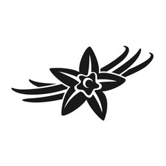 Vanilla flower with pods black silhouette - 122628263