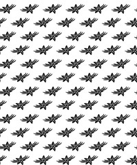 Vanilla flowers black seamless pattern