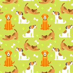 Vector flat style colorful seamless pattern with home pet.