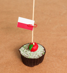 poland, flag on a apple cupcake