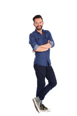 Naklejka premium Stylish mature man posing over white background