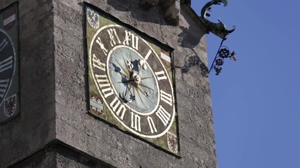 Clock of the Stadtturm in Innsbruck, Austria