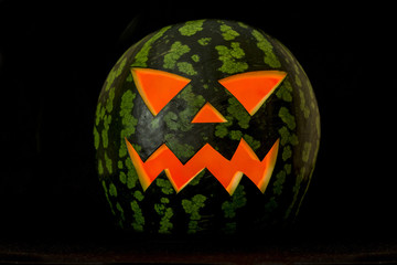 Jack'O Lantern, halloween watermelon in the dark