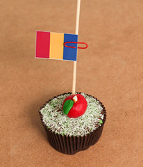 flag on a apple cupcake