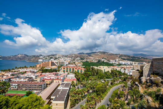 Panoramic view of Almu&ntilde;&eacute;car (Almunecar) on a beautiful day, Spain