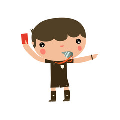 football referee cute cartoon character. soccer kid.