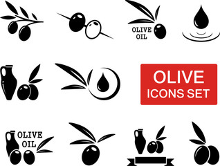 olive icons set with red signboard