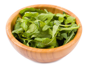 Arugula in a bamboo bowl