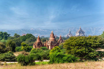 Travel landscapes and destinations. Amazing architecture of old Buddhist Temples at Bagan Kingdom, Myanmar (Burma)