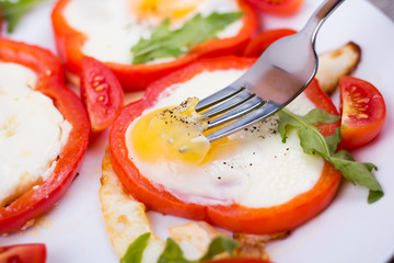 Eggs in pepper on a plate