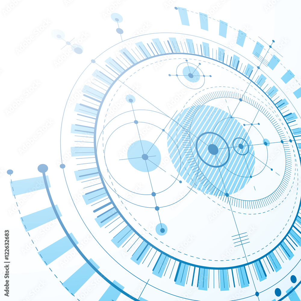 Poster technical plan, blue abstract engineering draft for use in graph