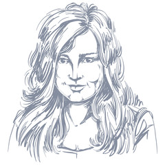 Artistic hand-drawn vector image, black and white portrait of de