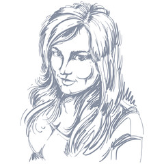 Vector drawing of smiling sexy flirting woman with stylish hairc