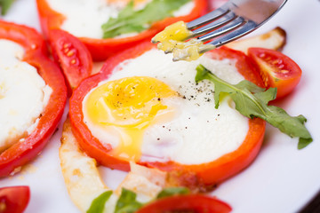 Eggs in pepper on a plate