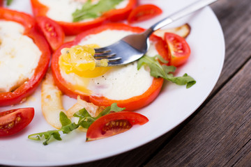 Eggs in pepper on a plate