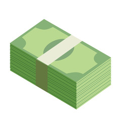 Money stacked, piles of green banknotes