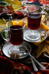 Two glasses with mulled wine..