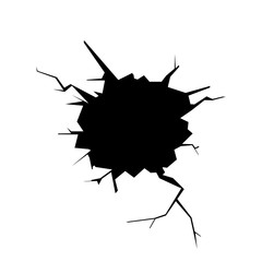 Vector Crack in wall / Hole in the wall / damage / poster . Abstract background. Vector illustration.