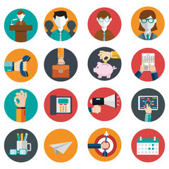 Human resources and management icons set