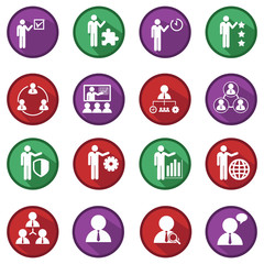 Human resources and management icons set