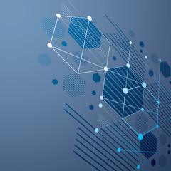 3d vector abstract blue background created in Bauhaus retro styl