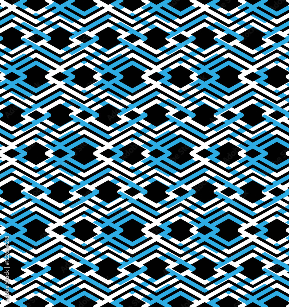 Poster blue abstract seamless pattern with interweave lines. vector orn