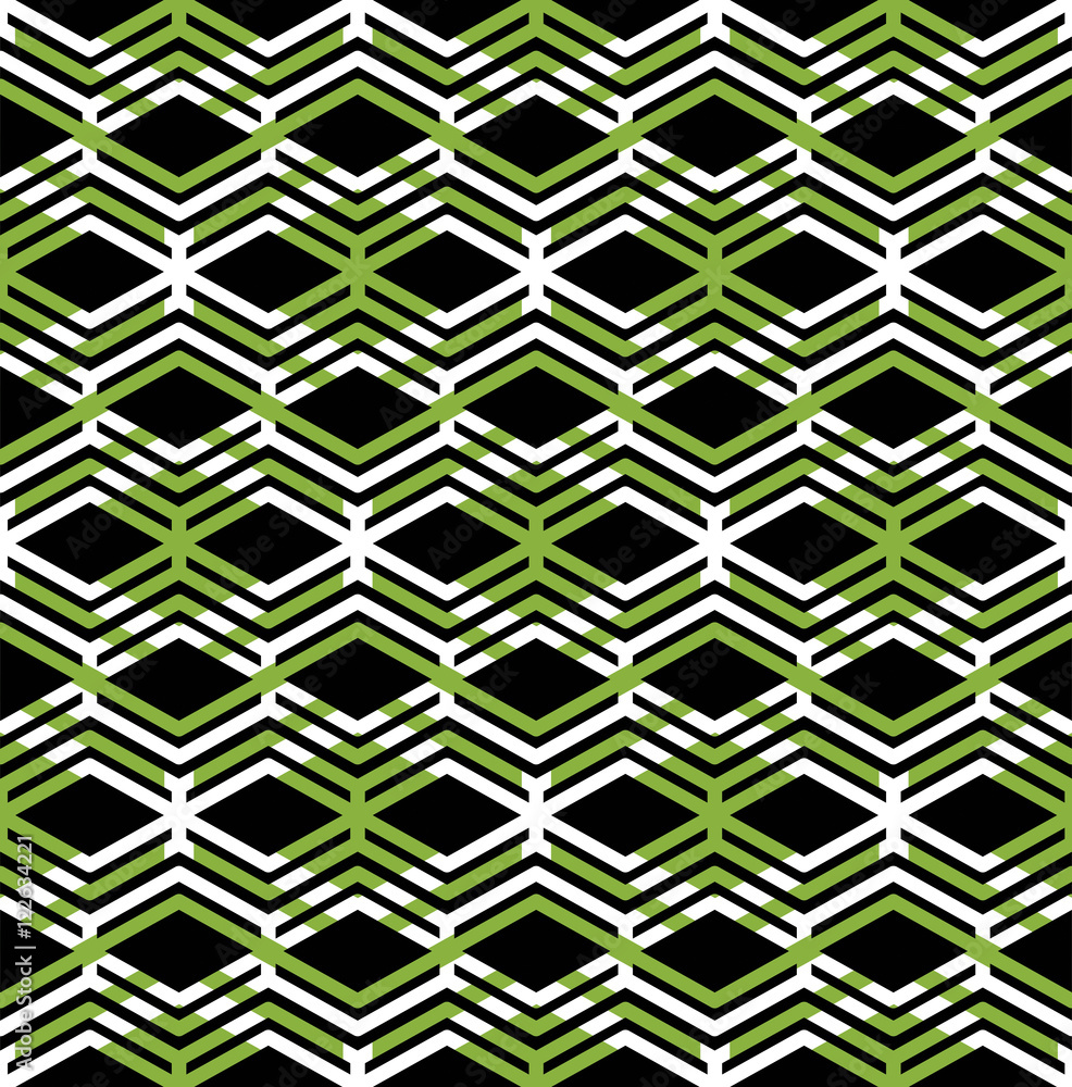 Poster green abstract seamless pattern with interweave lines. vector or
